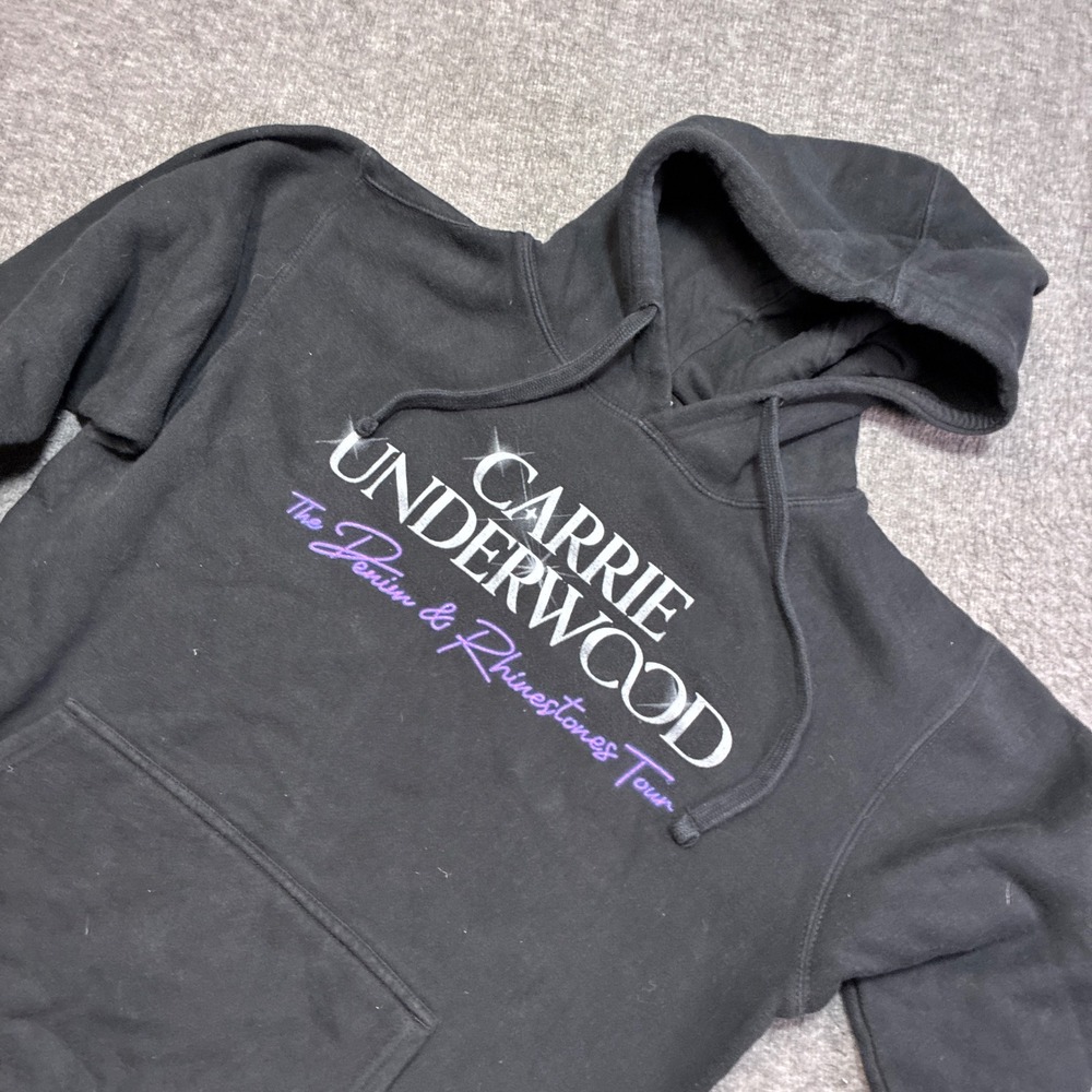 Carrie Underwood Hoodie Women Medium Black Denim & Rhinestones Tour Concert